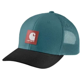 Gorra de camionero con parche con el logotipo, de sarga Rugged Flex™ y parte trasera de malla