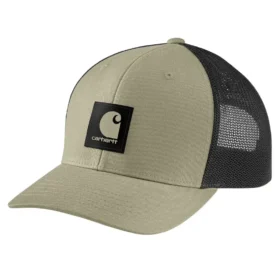 Gorra de camionero con parche con el logotipo, de sarga Rugged Flex™ y parte trasera de malla