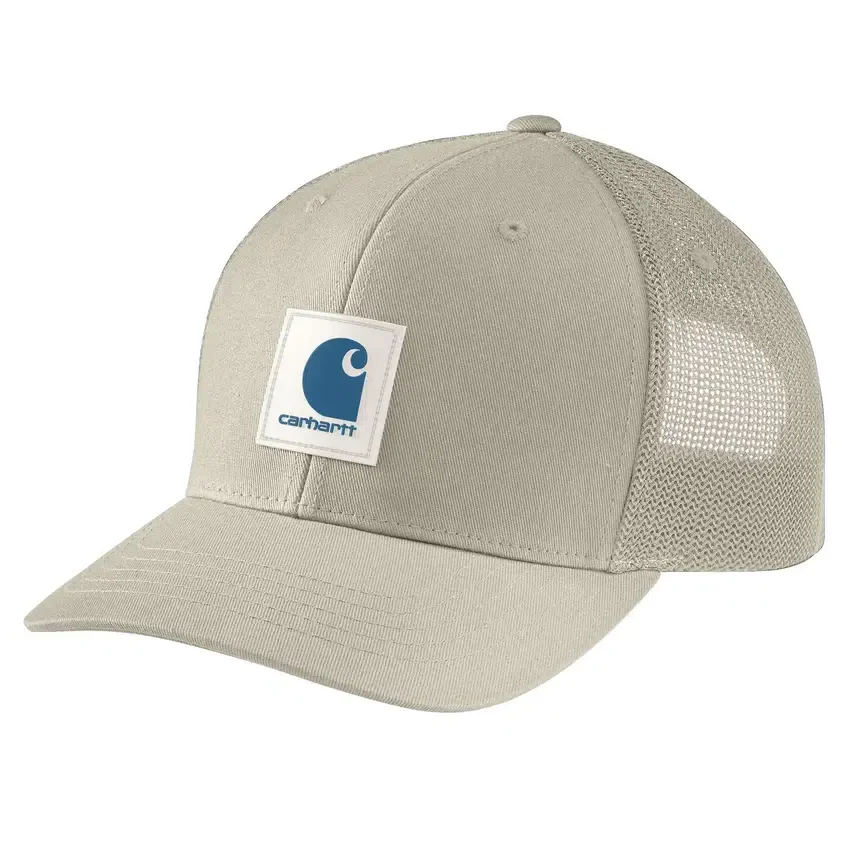 Gorra de camionero con parche con el logotipo, de sarga Rugged Flex™ y parte trasera de malla