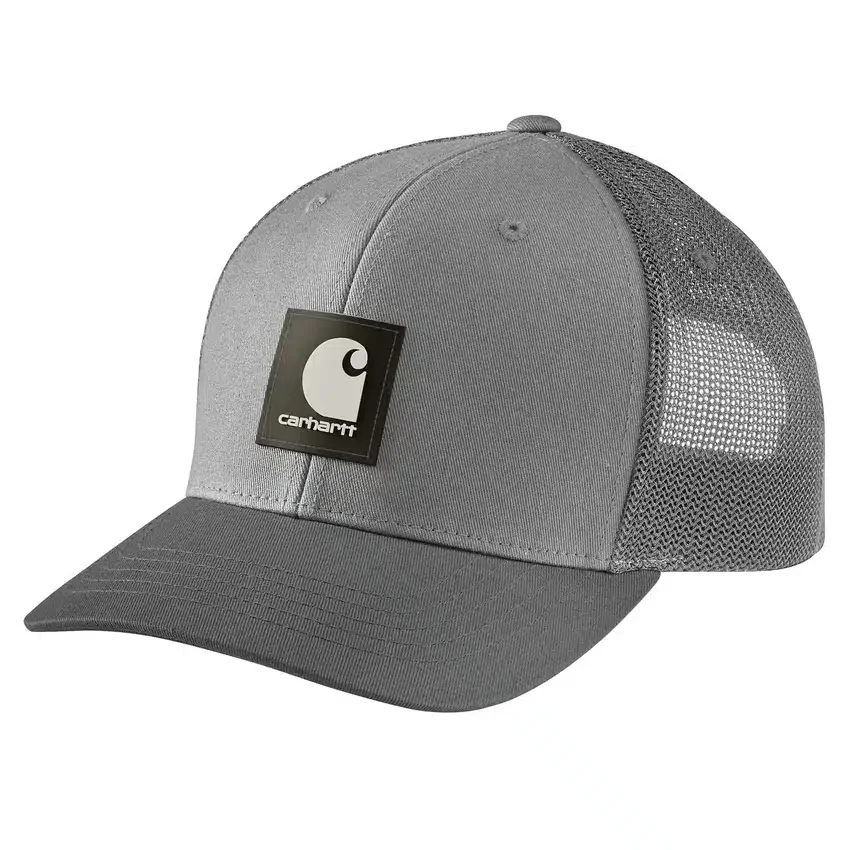 Gorra de camionero con parche con el logotipo, de sarga Rugged Flex™ y parte trasera de malla