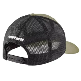 Gorra de camionero con parche con el logotipo, de sarga Rugged Flex™ y parte trasera de malla