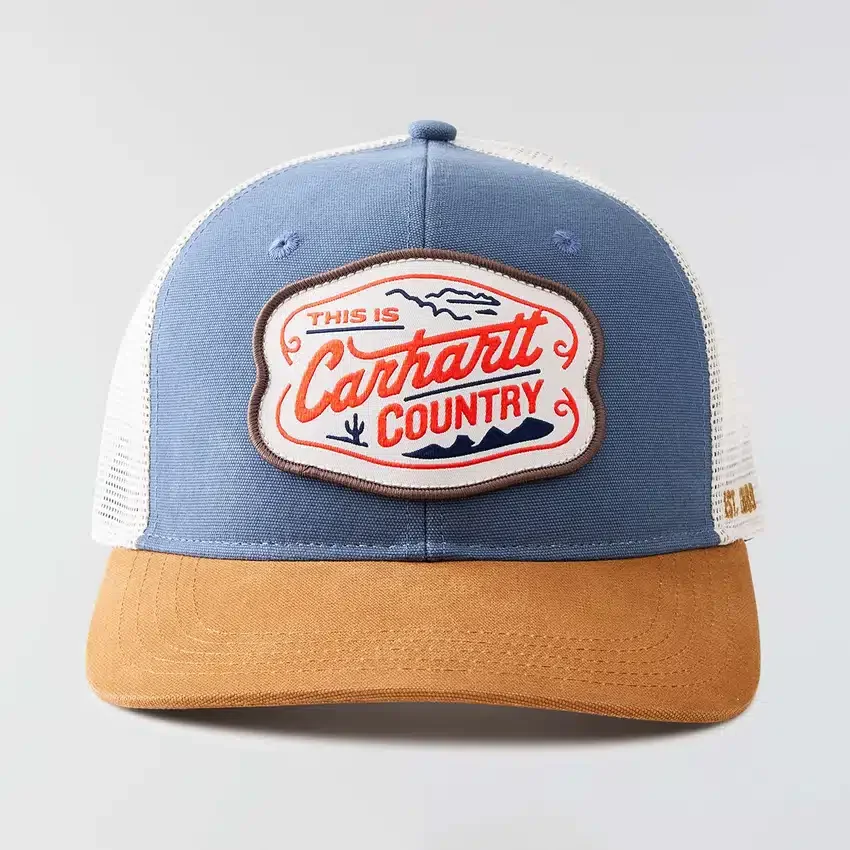 Gorra de camionero con parte trasera de malla de lona y estampado rural