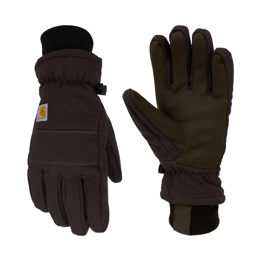Guantes de lona de algodón con aislamiento y puño de punto de cuero sintético