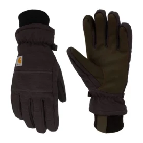 Guantes para mujer con aislamiento de lona y piel sintética, con puño de punto