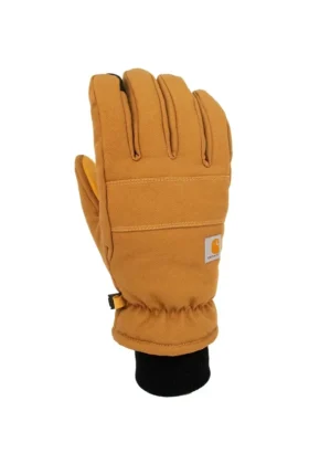 Guantes para mujer con aislamiento de lona y piel sintética, con puño de punto