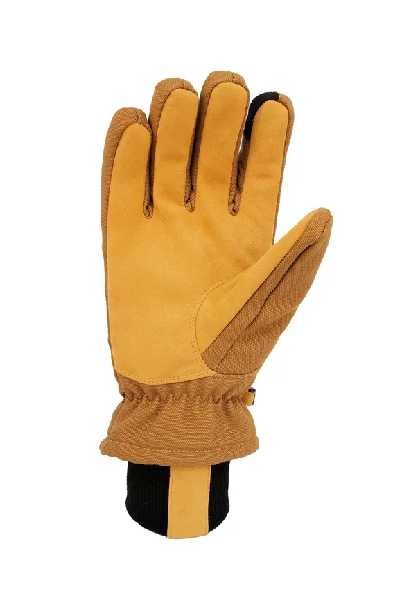 Guantes para mujer con aislamiento de lona y piel sintética, con puño de punto