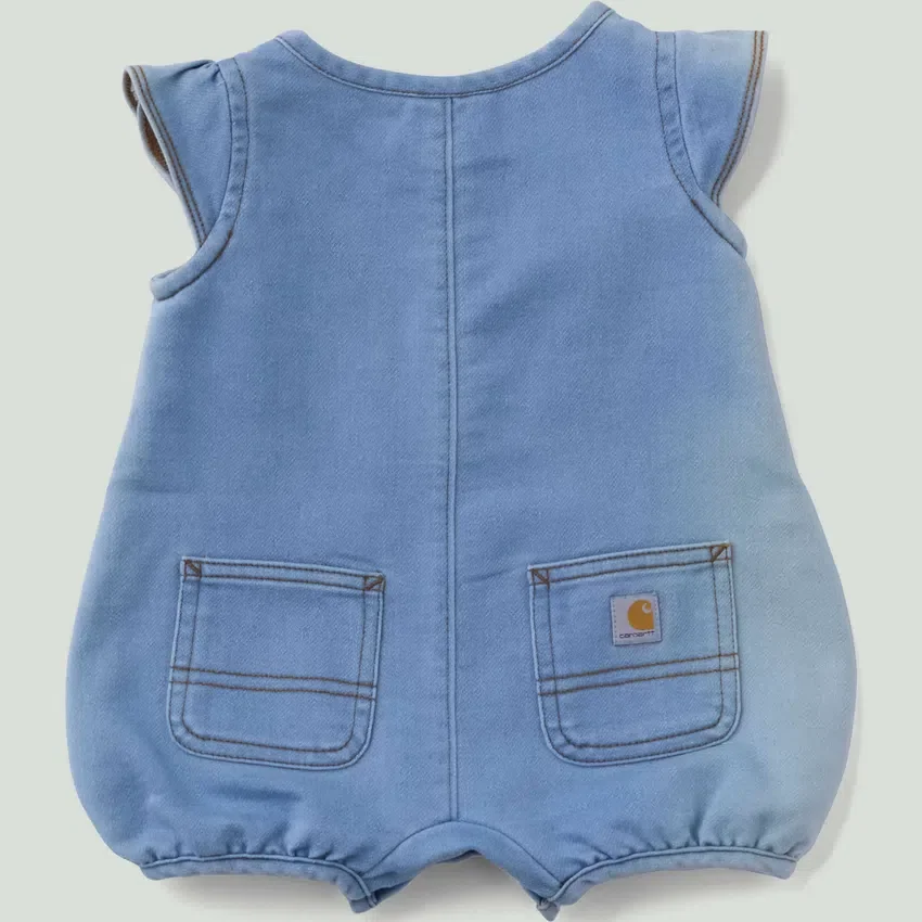 Mono de denim con camisas panadera y manguitos cortos para niñas (bebé)