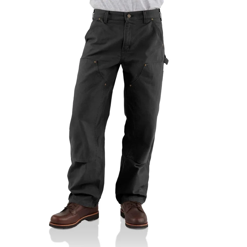 Pantalones de carpintero Carhartt B136 para hombre, de corte recto holgado, en Washed Duck y con doble refuerzo en las rodillas