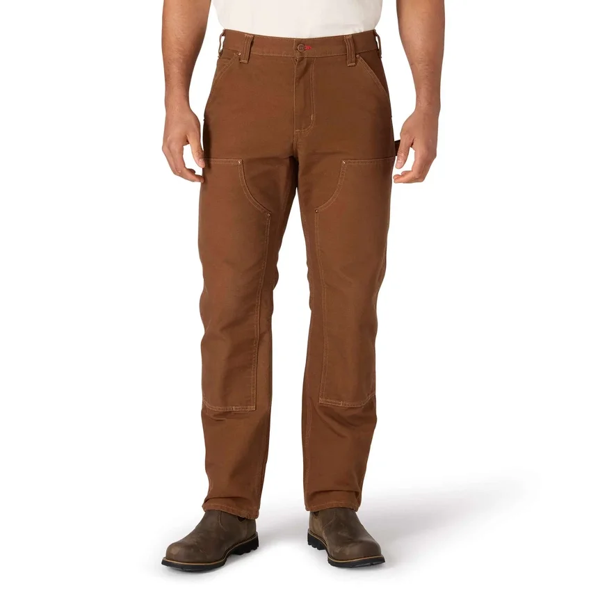 Pantalones de carpintero de la serie Crafted para hombre, de corte holgado y pierna recta, en tela de lona, con doble refuerzo en las rodillas
