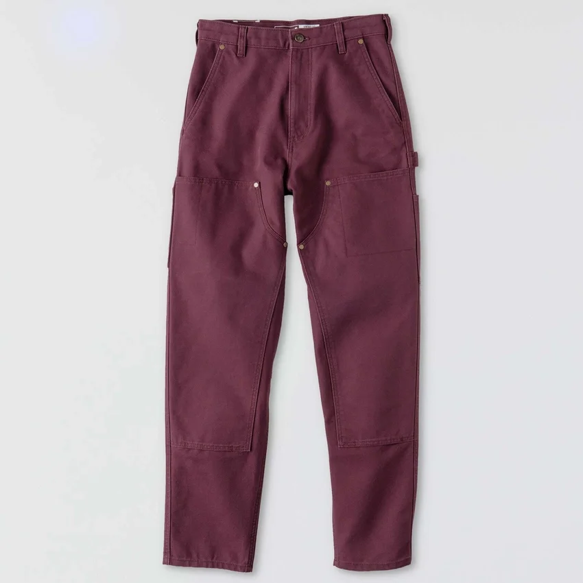 Pantalones de trabajo de lona con doble refuerzo en las rodillas y corte vintage para mujer