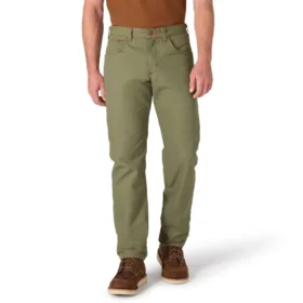 Pantalones de trabajo de lona de color verde militar de corte holgado y pierna recta de la serie Crafted para hombre