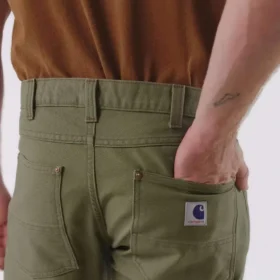 Pantalones de trabajo de lona de color verde militar de corte holgado y pierna recta de la serie Crafted para hombre