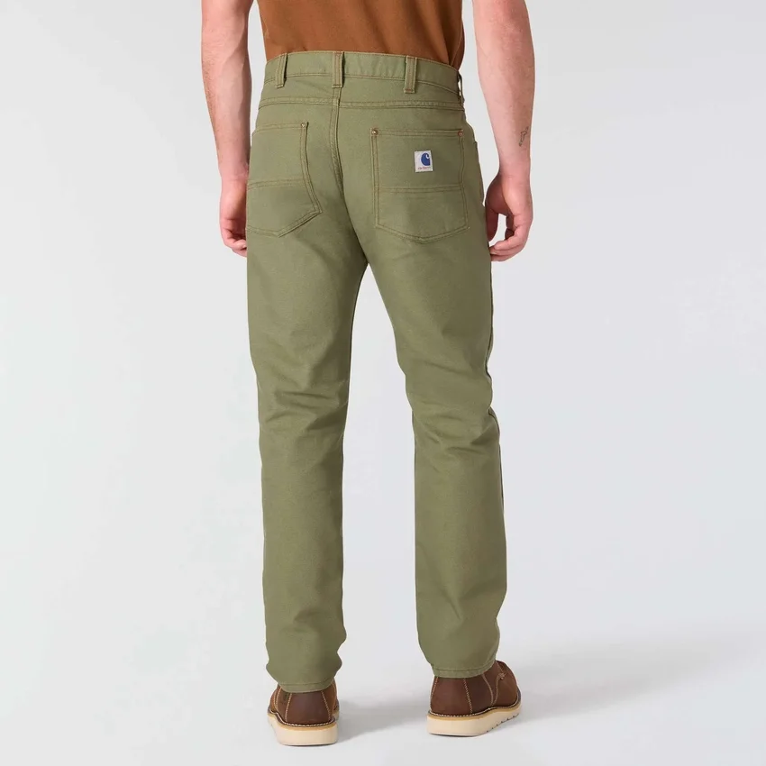 Pantalones de trabajo de lona de color verde militar de corte holgado y pierna recta de la serie Crafted para hombre