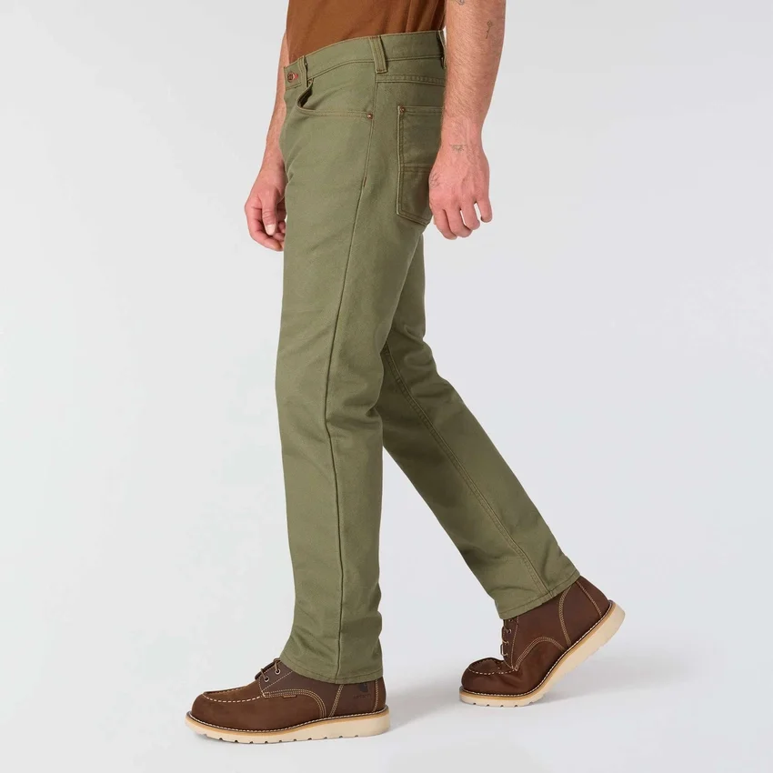 Pantalones de trabajo de lona de color verde militar de corte holgado y pierna recta de la serie Crafted para hombre