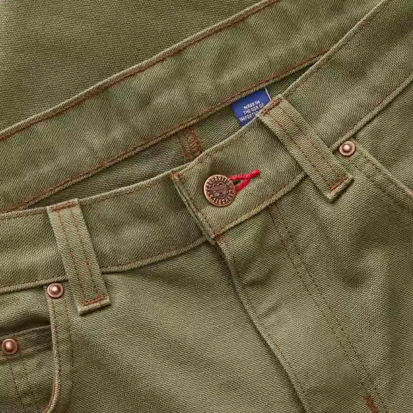 Pantalones de trabajo de lona de color verde militar de corte holgado y pierna recta de la serie Crafted para hombre