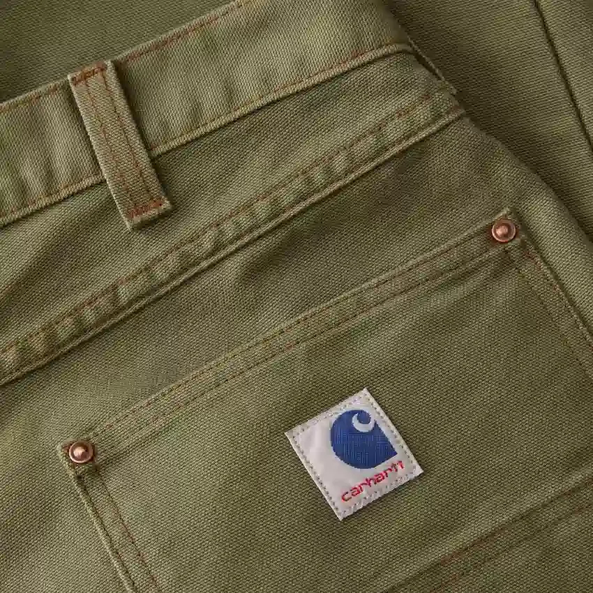Pantalones de trabajo de lona de color verde militar de corte holgado y pierna recta de la serie Crafted para hombre