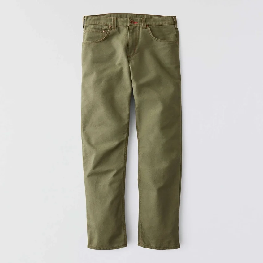 Pantalones de trabajo de lona de color verde militar de corte holgado y pierna recta de la serie Crafted para hombre