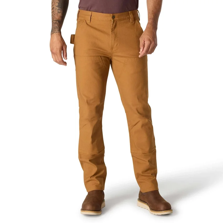 Pantalones de trabajo para hombre, de corte ajustado y cónico, de tela de algodón «Rugged Flex» resistente y flexible, con doble refuerzo en las rodillas