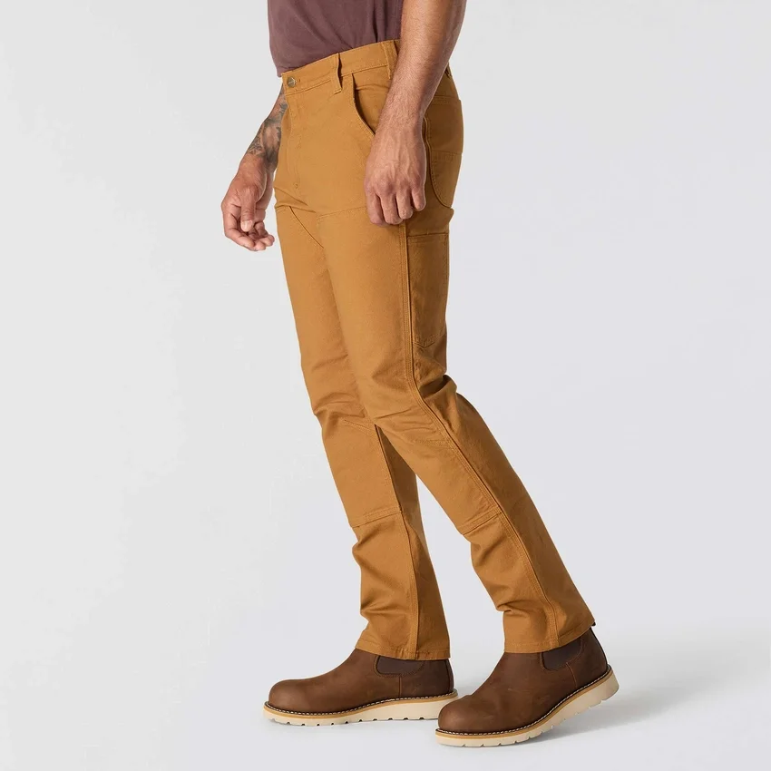 Pantalones de trabajo para hombre, de corte ajustado y cónico, de tela de algodón «Rugged Flex» resistente y flexible, con doble refuerzo en las rodillas