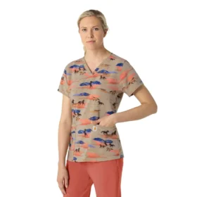 Partes de arriba médicas estampadas con cuello en V Cross-Flex para mujer