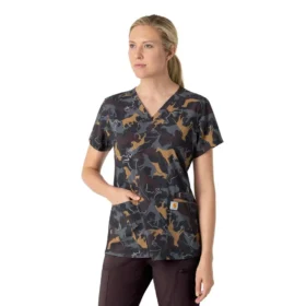 Partes de arriba médicas estampadas con cuello en V Cross-Flex para mujer