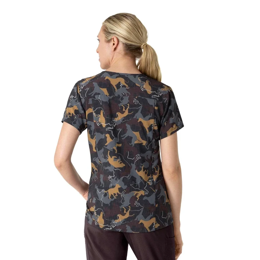 Partes de arriba médicas estampadas con cuello en V Cross-Flex para mujer