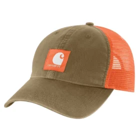 Sombrero de camionero de lona con parte trasera de malla y logotipo