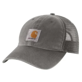 Sombrero de camionero de lona con parte trasera de malla y logotipo