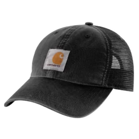 Sombrero de camionero de lona con parte trasera de malla y logotipo