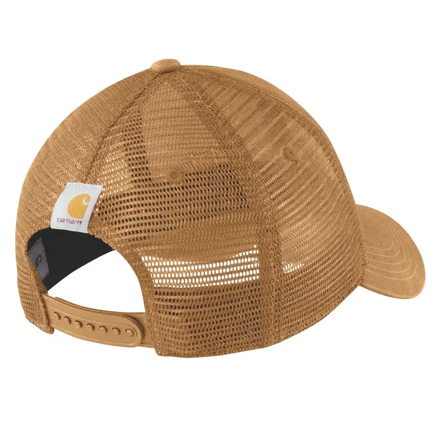 Sombrero de camionero de lona con parte trasera de malla y logotipo