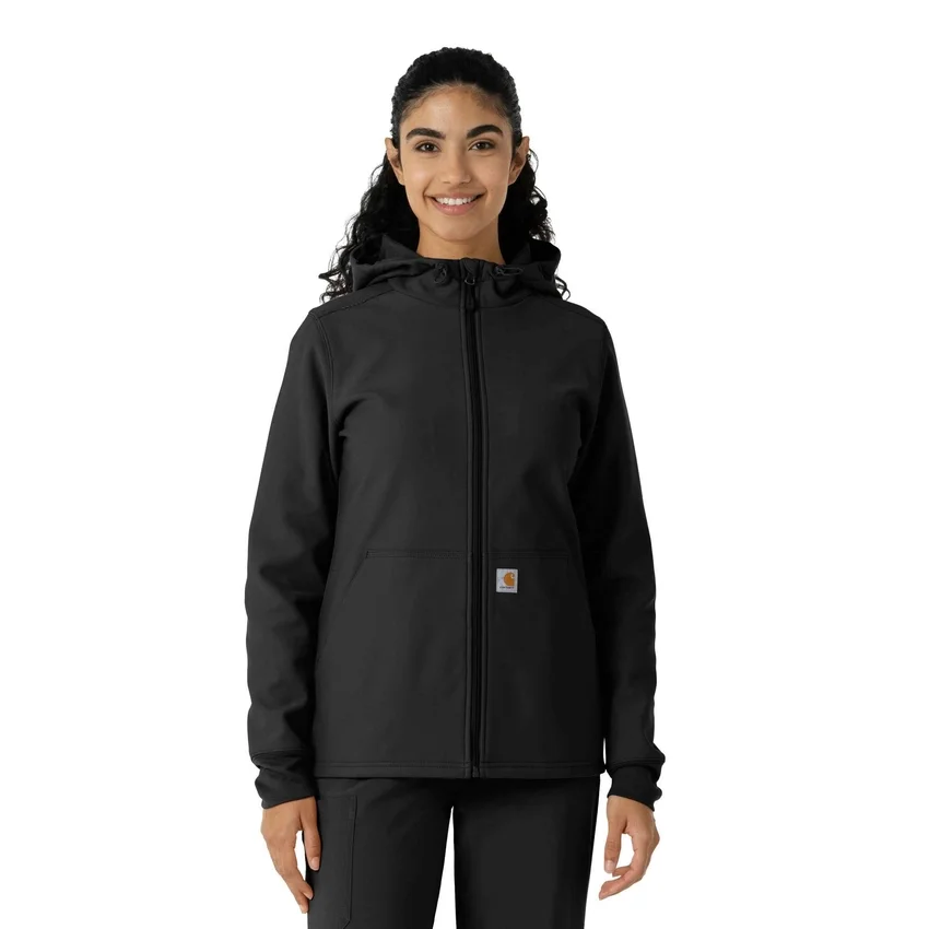 Sudadera con capucha de forro polar laminado para mujer