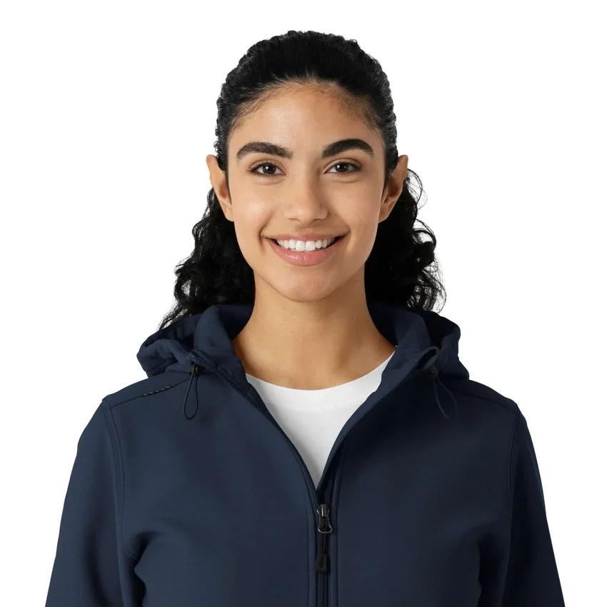 Sudadera con capucha de forro polar laminado para mujer