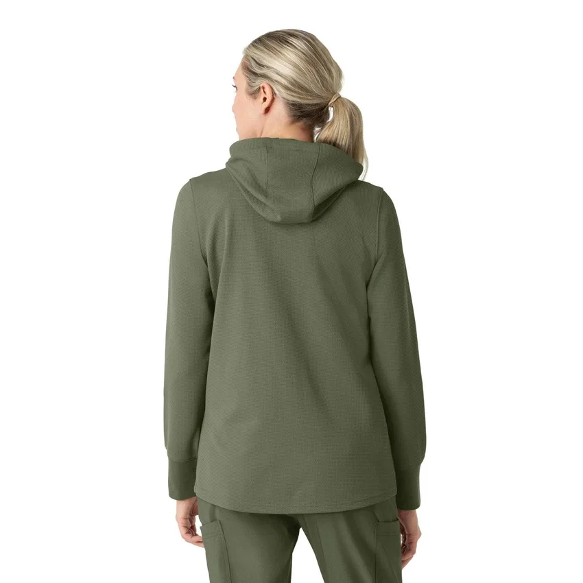 Sudadera con capucha y cremallera completa de tejido tipo gofre para mujer