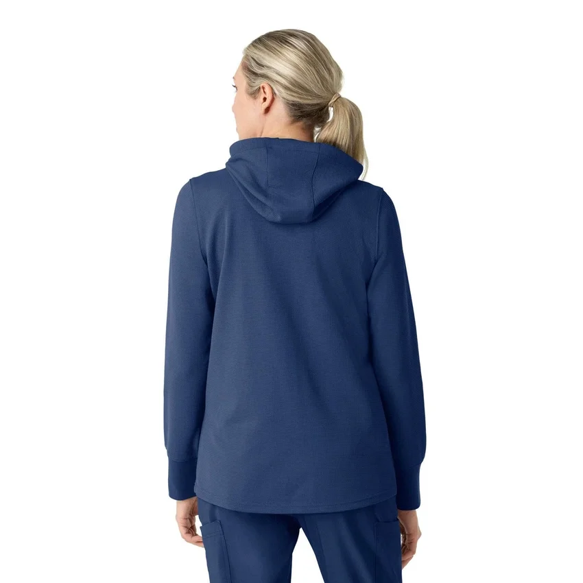 Sudadera con capucha y cremallera completa de tejido tipo gofre para mujer