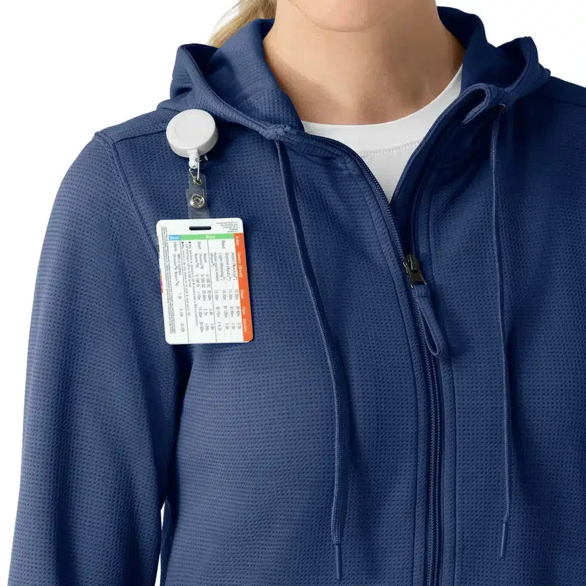 Sudadera con capucha y cremallera completa de tejido tipo gofre para mujer