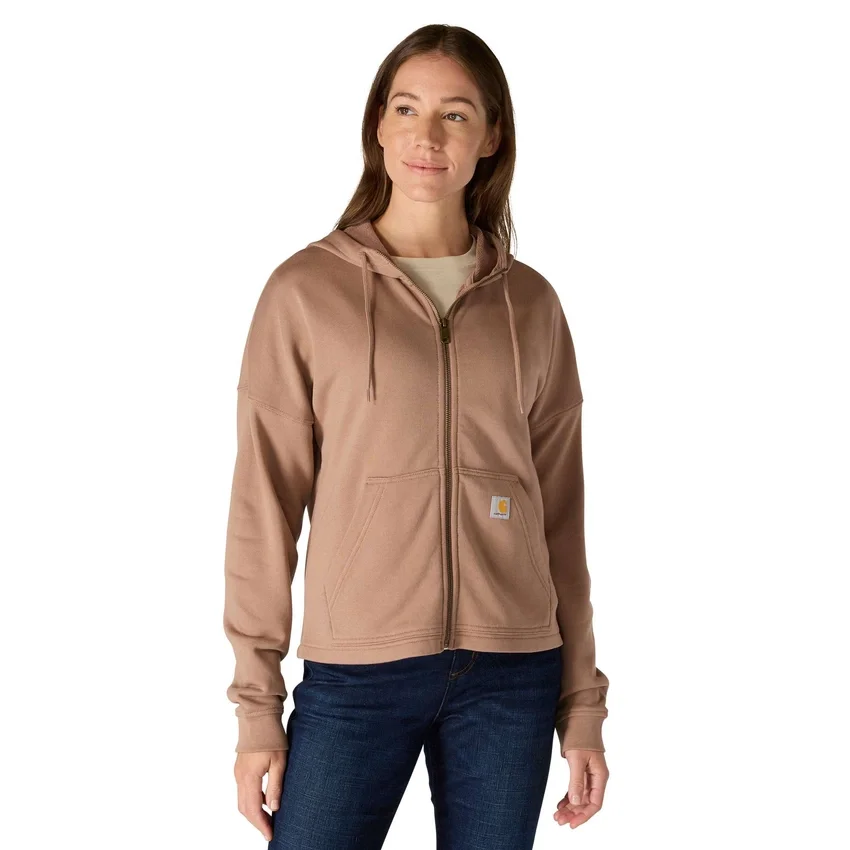 Sudadera con capucha y cremallera completa de Tencel™ ligera para mujer
