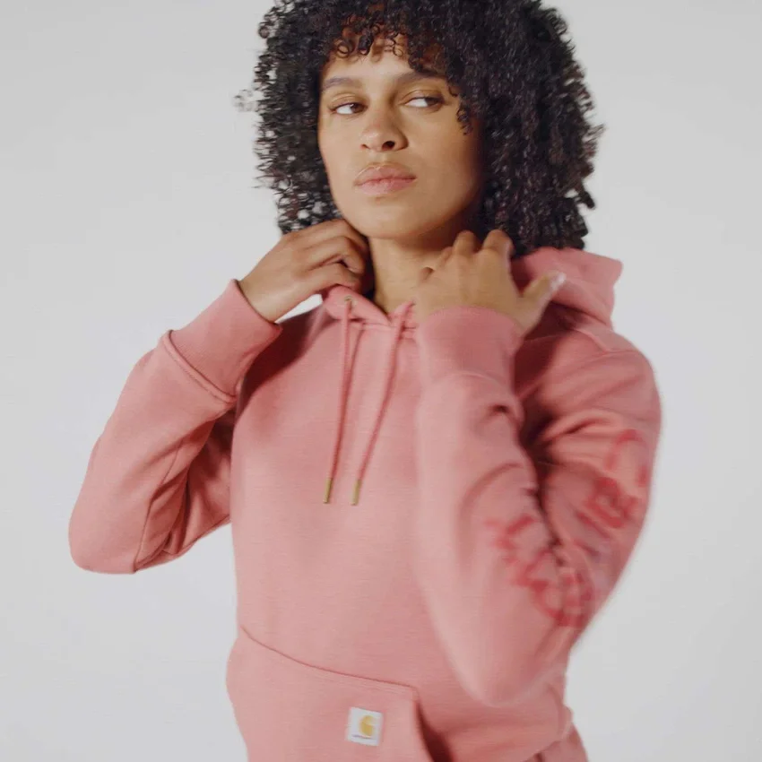 Sudadera con capucha y logotipo Clarksburg de corte holgado y forro polar para mujer