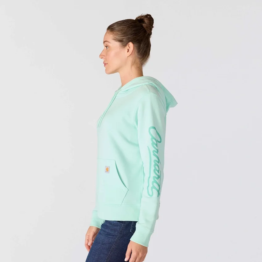 Sudadera con capucha y manguitos con logotipo «Sawyer Script» para mujer