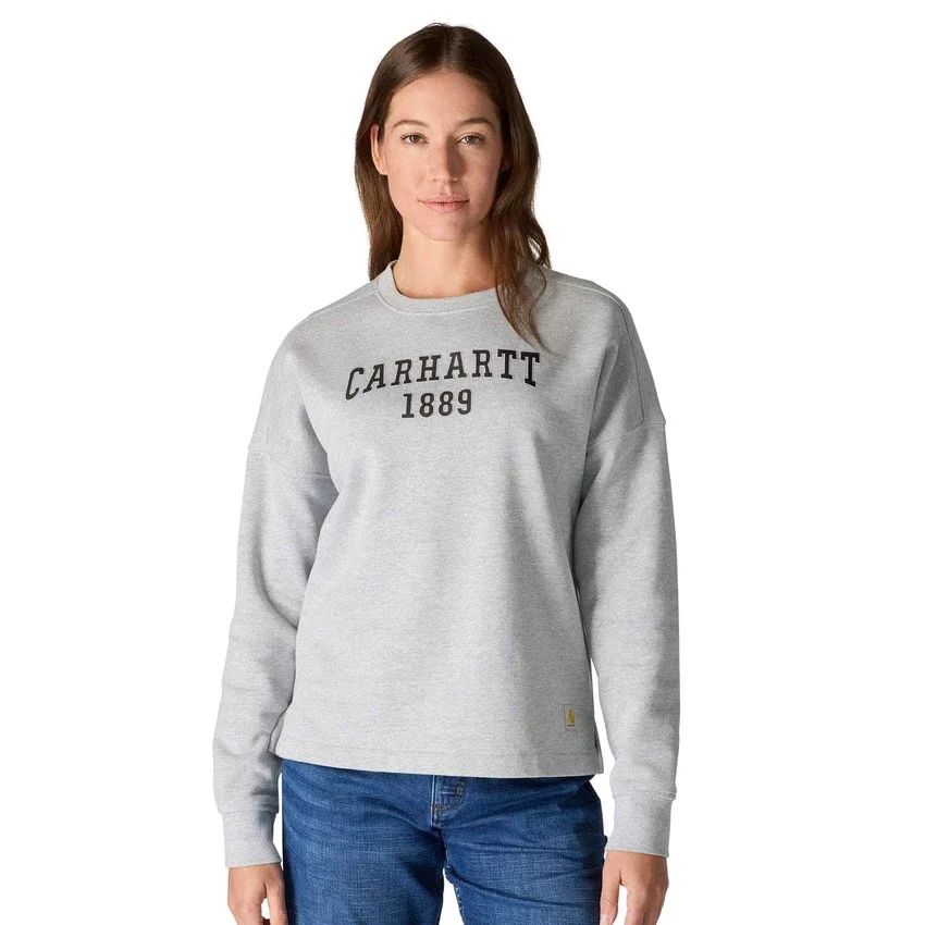 Sudadera de cuello redondo con estampado Carhartt 1889 de peso medio y corte holgado para mujer