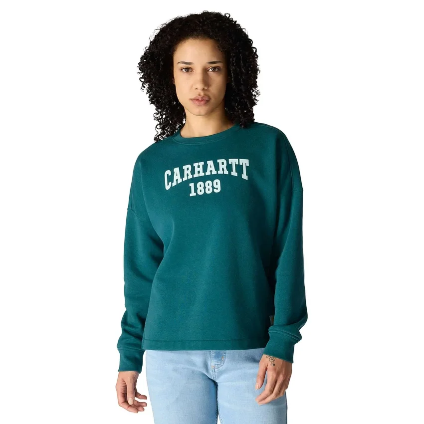 Sudadera de cuello redondo con estampado Carhartt 1889 de peso medio y corte holgado para mujer