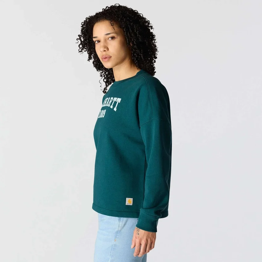 Sudadera de cuello redondo con estampado Carhartt 1889 de peso medio y corte holgado para mujer