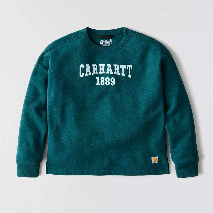 Sudadera de cuello redondo con estampado Carhartt 1889 de peso medio y corte holgado para mujer