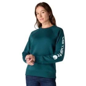 Sudadera de cuello redondo con estampado gráfico, corte holgado y peso medio para mujer