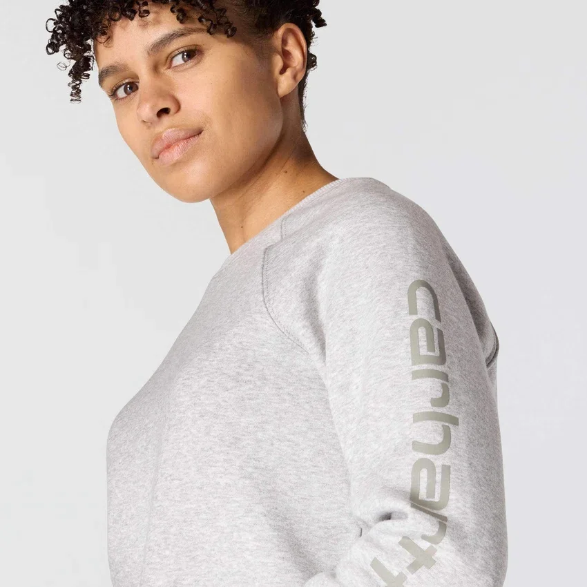 Sudadera de cuello redondo con estampado gráfico, corte holgado y peso medio para mujer