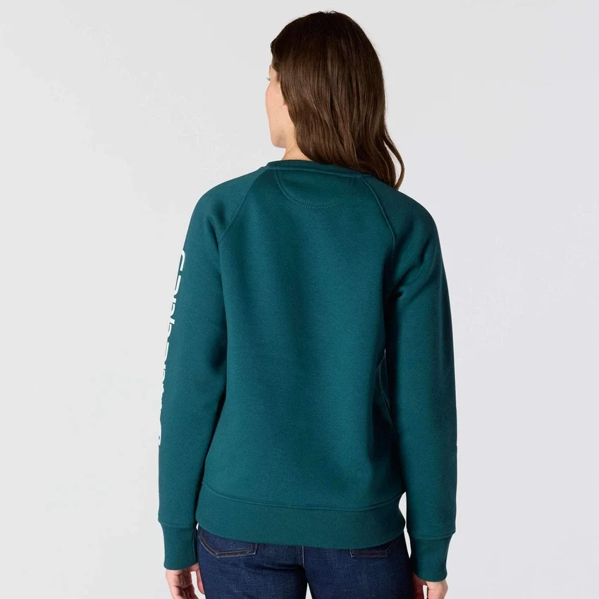 Sudadera de cuello redondo con estampado gráfico, corte holgado y peso medio para mujer