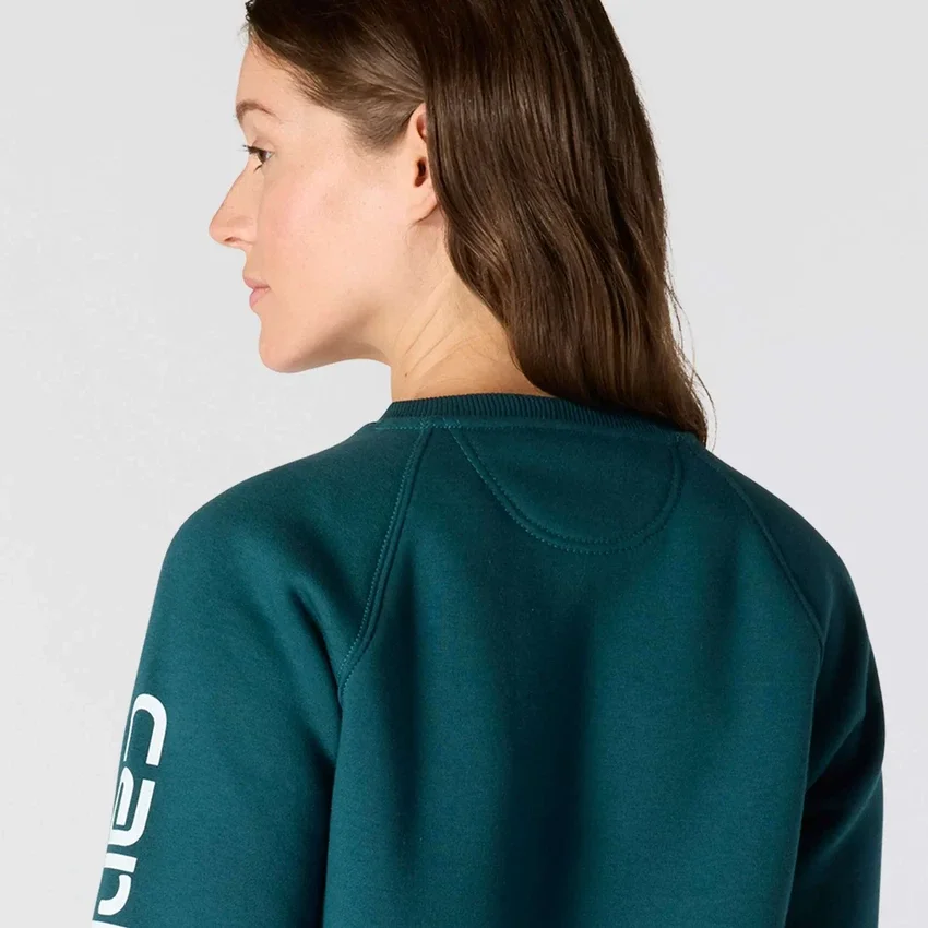 Sudadera de cuello redondo con estampado gráfico, corte holgado y peso medio para mujer