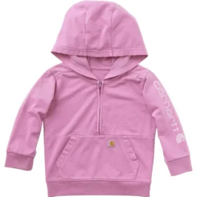 Sudadera de manguitos largos para niños con medio cremallero, teñida en prenda y rediseñada  (Bebés/Niños pequeños)