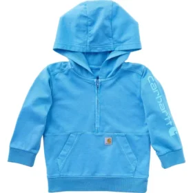 Sudadera de manguitos largos para niños con medio cremallero, teñida en prenda y rediseñada  (Bebés/Niños pequeños)