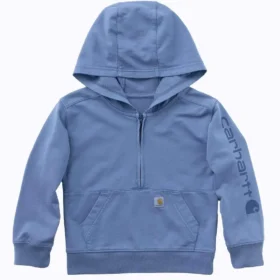 Sudadera de manguitos largos para niños con medio cremallero, teñida en prenda y rediseñada  (Bebés/Niños pequeños)