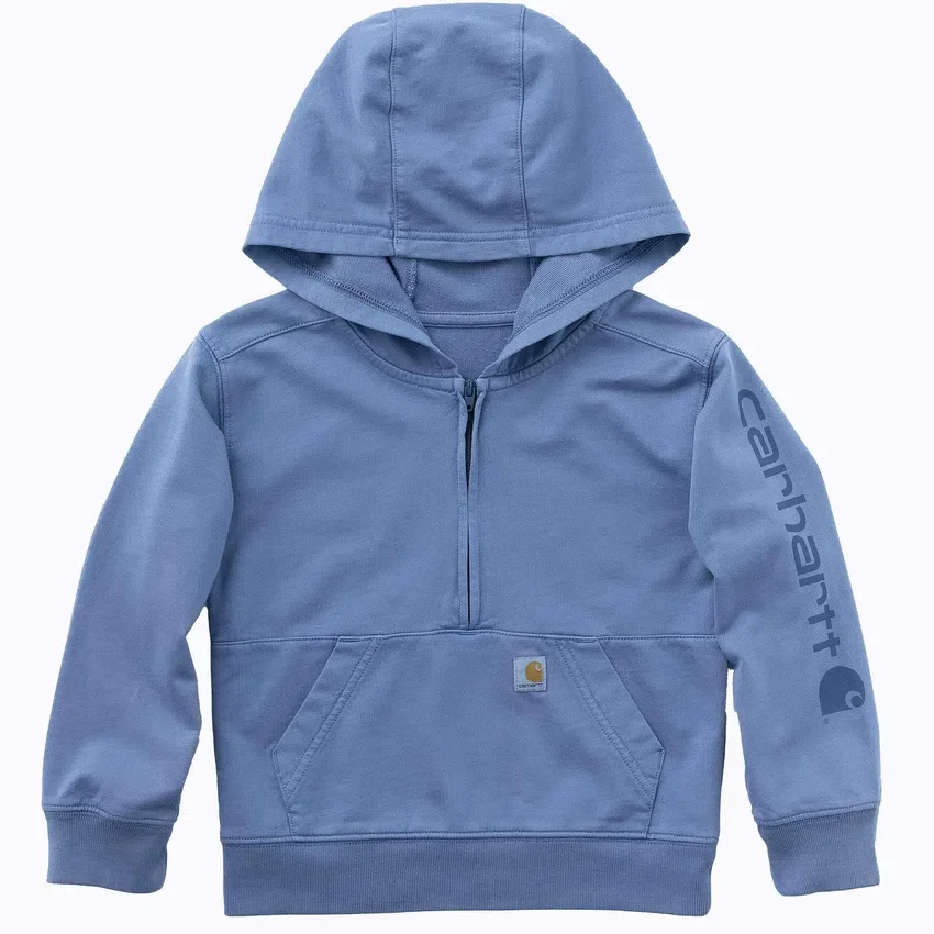 Sudadera de manguitos largos para niños con medio cremallero, teñida en prenda y rediseñada (Bebés/Niños pequeños)